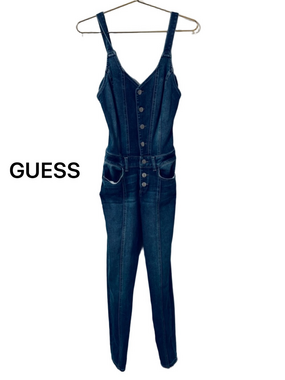 Guess Button Front Denim Jumpsuit XS